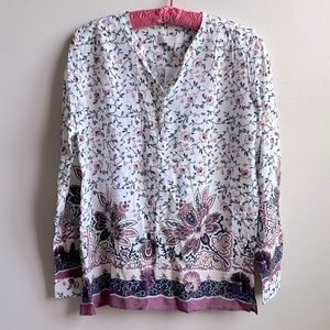 NWT Ann Taylor Loft Women’s Floral Button Down Long Sleeve Blouse Size Small